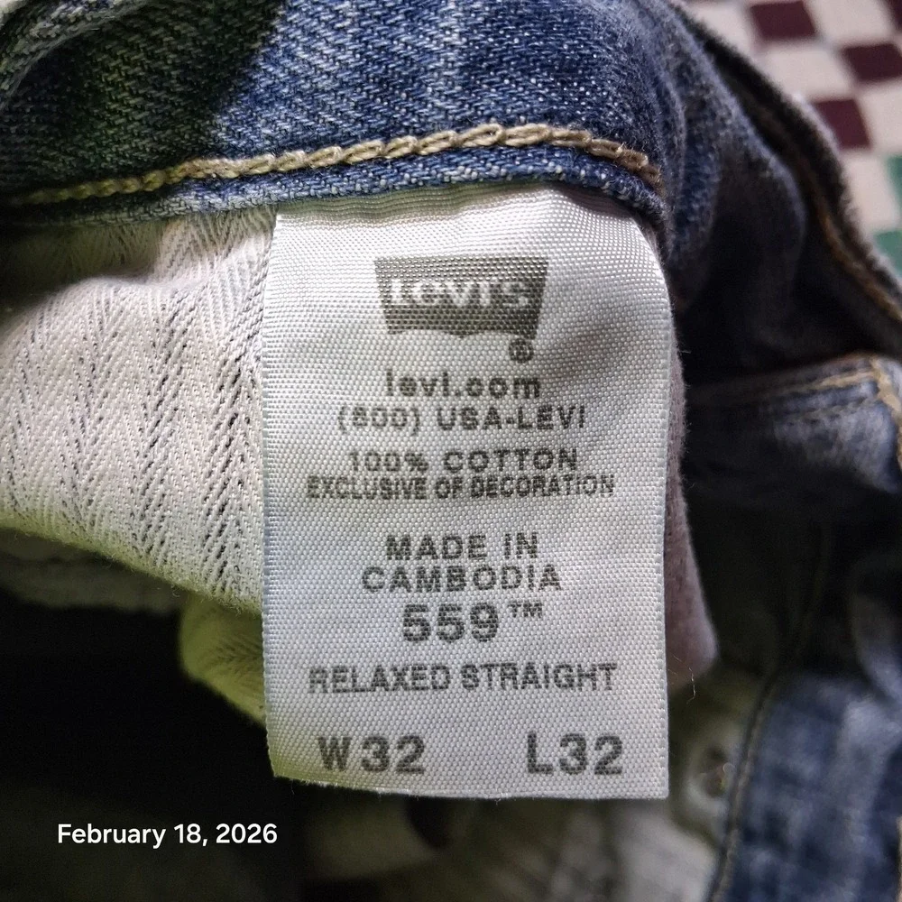 Y2K Levi 559 Relaxed Straight 32x32 Blue Stone Wash Jeans Mens‎
